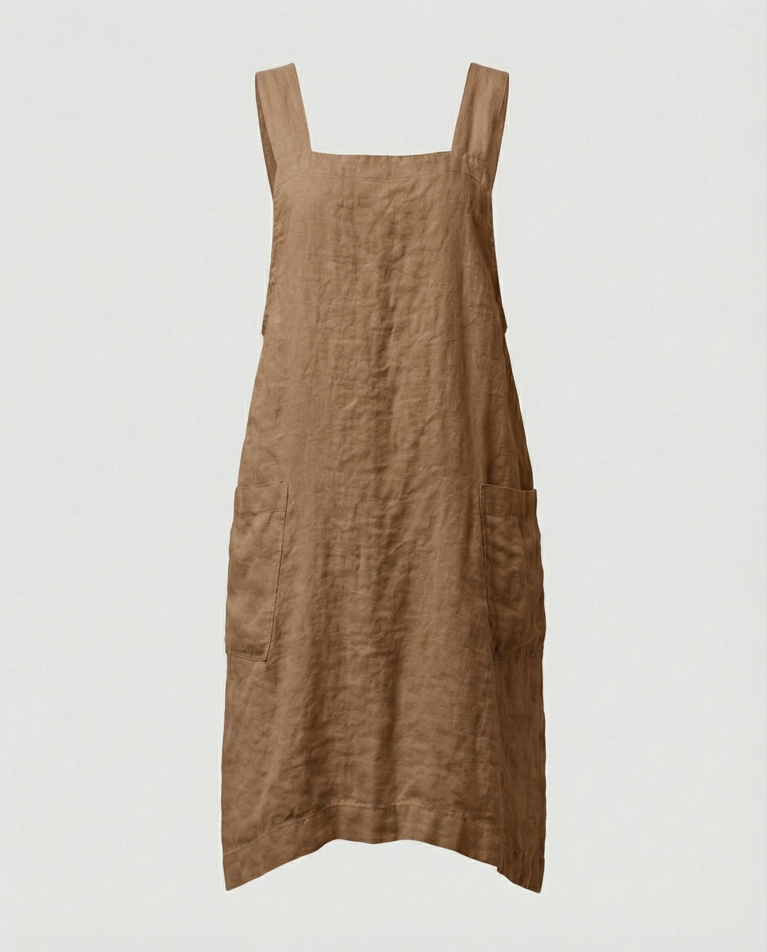 Frida | Damen Midi-Schürzenkleid mit eckigem Ausschnitt und Taschen