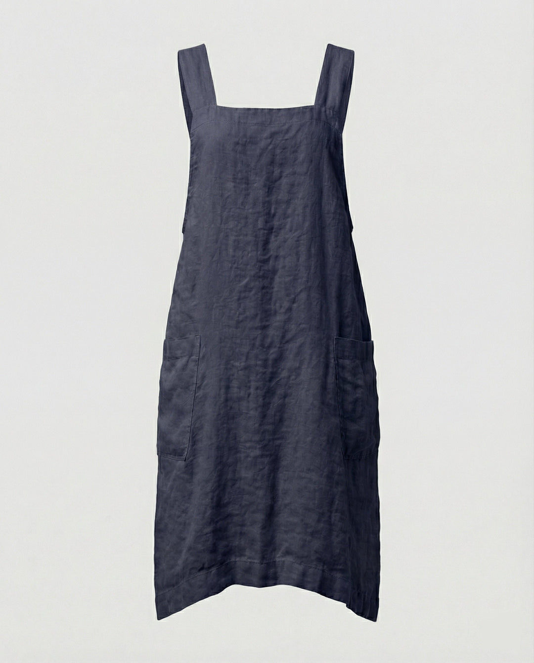 Frida | Damen Midi-Schürzenkleid mit eckigem Ausschnitt und Taschen