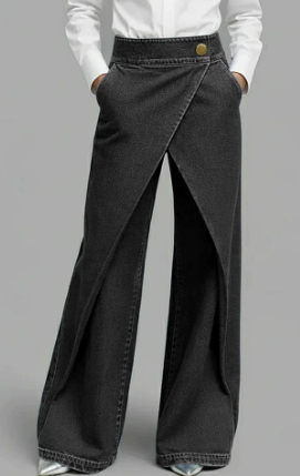 Hochtaillierte, lässige, cropped Wide-Leg Jeans für Damen