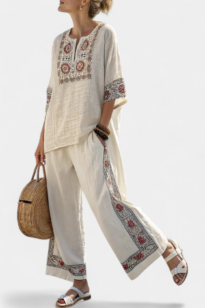 Tiziana | essentielle bestickte Bluse und weite Hose