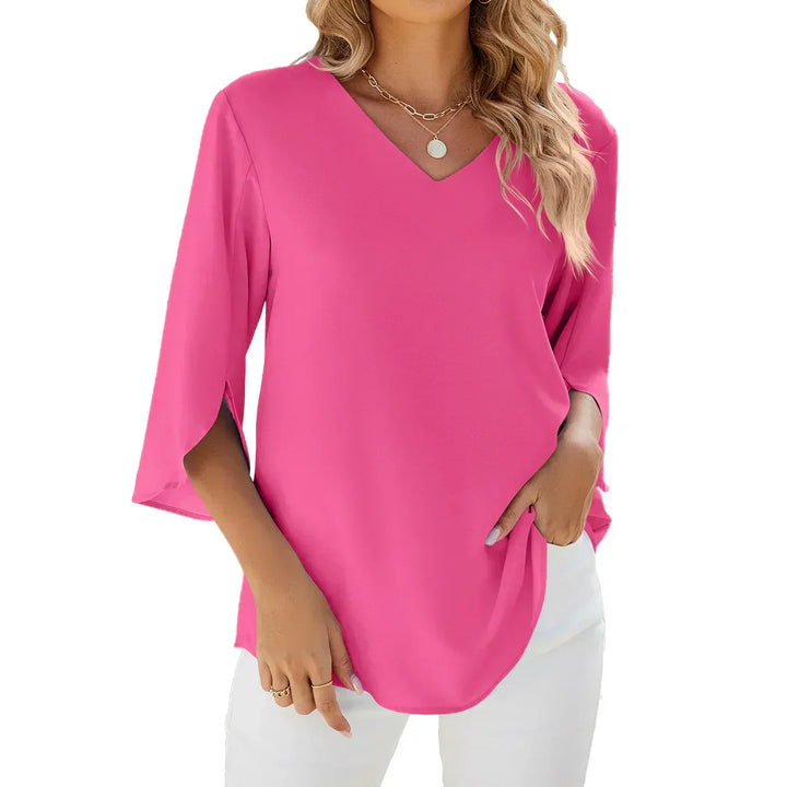 Carmen | V-Ausschnitt Bluse für Damen mit kurzen Ärmeln und langen Ärmeln