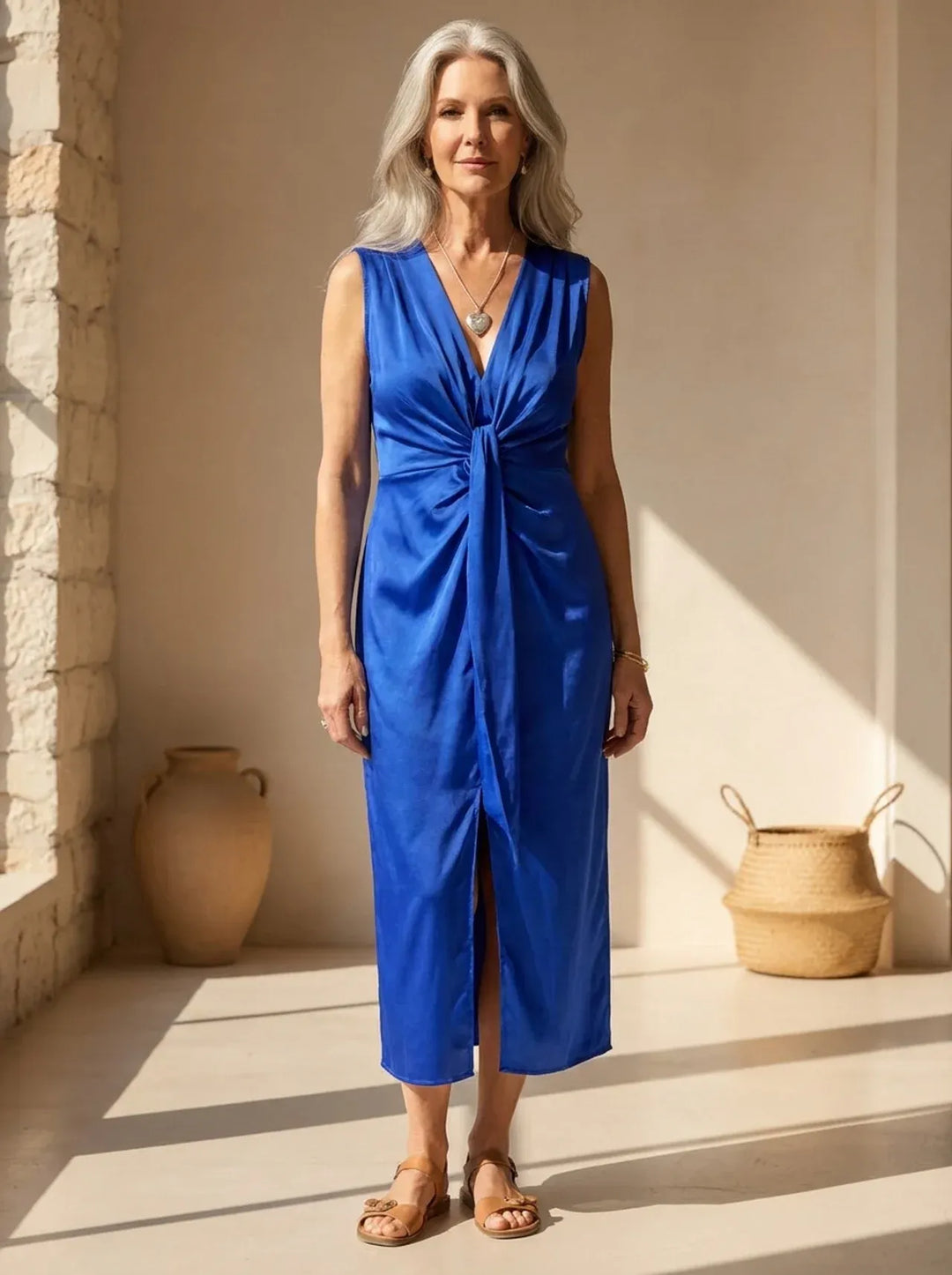 Isabelle | Maxi-Kleid für Damen mit Leoparden-Print und V-Ausschnitt