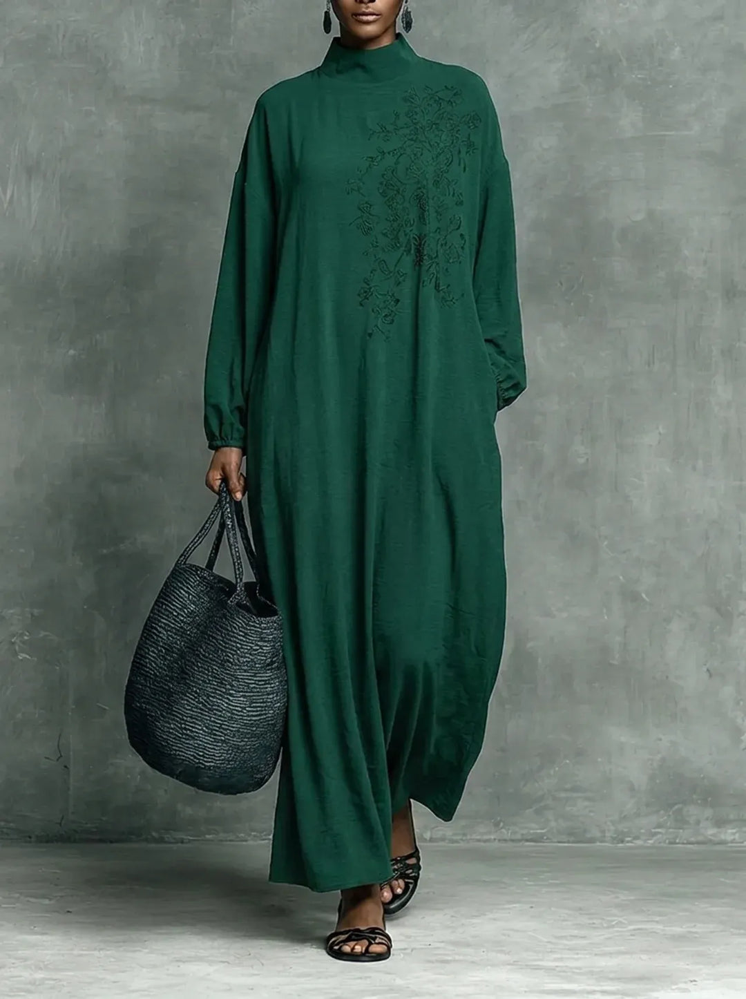 Anisha Premium Maxikleid für Damen mit Rollkragen und langen Ärmeln