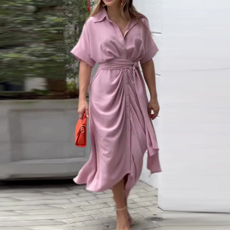 Tahlia | Elegantes Freizeitkleid mit V-Ausschnitt und langen Ärmeln