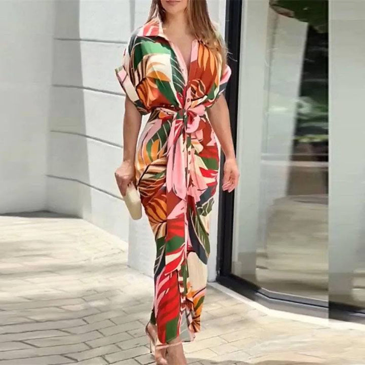 Tahlia | Elegantes Freizeitkleid mit V-Ausschnitt und langen Ärmeln