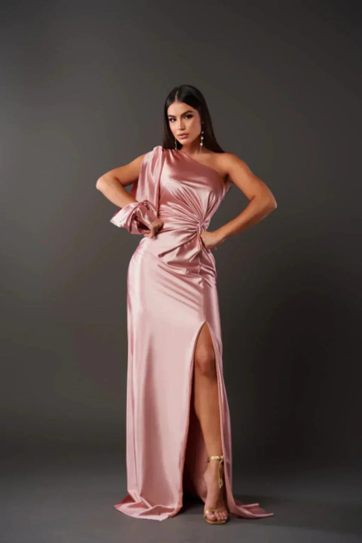 Alison | Elegantes Schlitz-Maxikleid für Damen mit asymmetrischem Ausschnitt