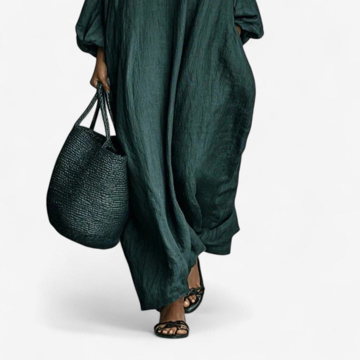 Anita Smaragdrobe Kleid für Damen mit Stehkragen und 3/4-Ärmeln