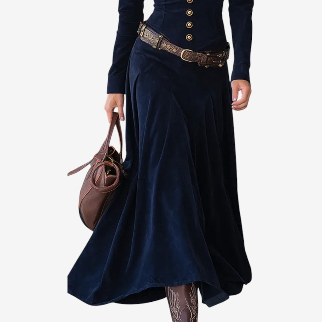 Felten Taillierte Robe Kleid für Damen mit V-Ausschnitt und langen Ärmeln