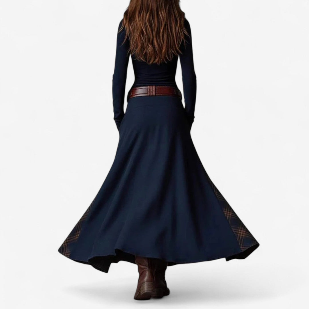 Garnier Wildlederkleid für Damen mit Rundhalsausschnitt und langen Ärmeln