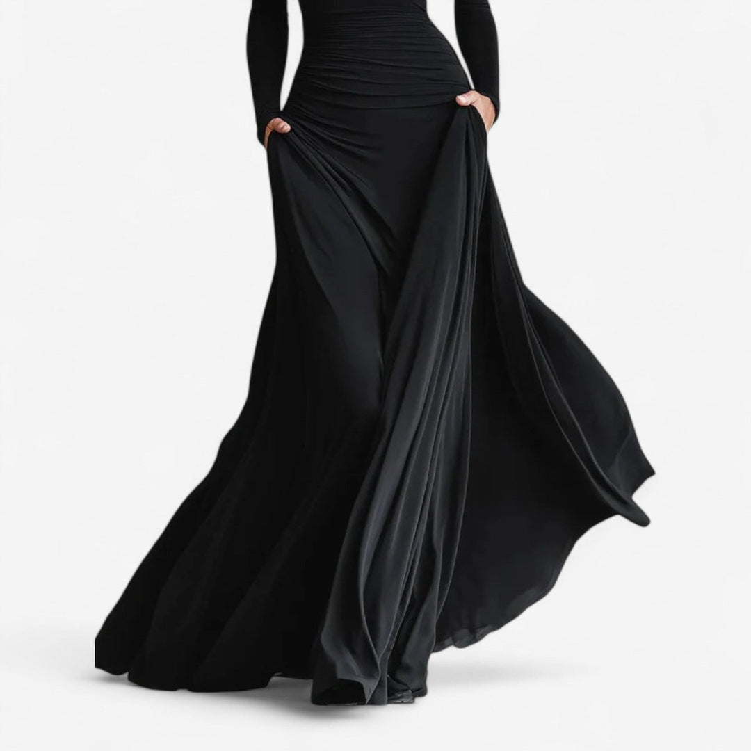 Salima Fluide Robe Kleid für Damen mit langen Ärmeln