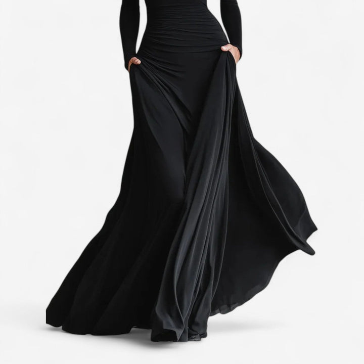 Salima Fluide Robe Kleid für Damen mit langen Ärmeln