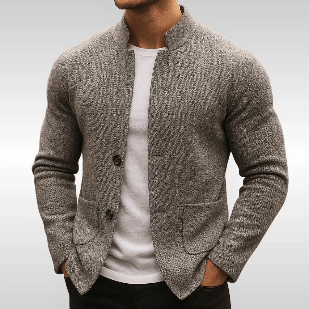 Laurent Monaco | Herren Stricktextur Weste mit Mandarinkragen
