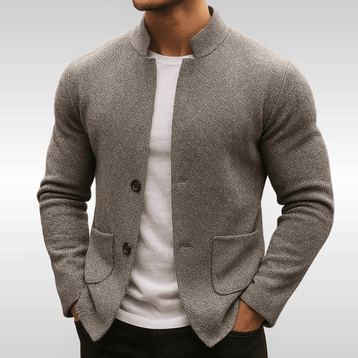 Laurent Monaco | Herren Stricktextur Weste mit Mandarinkragen