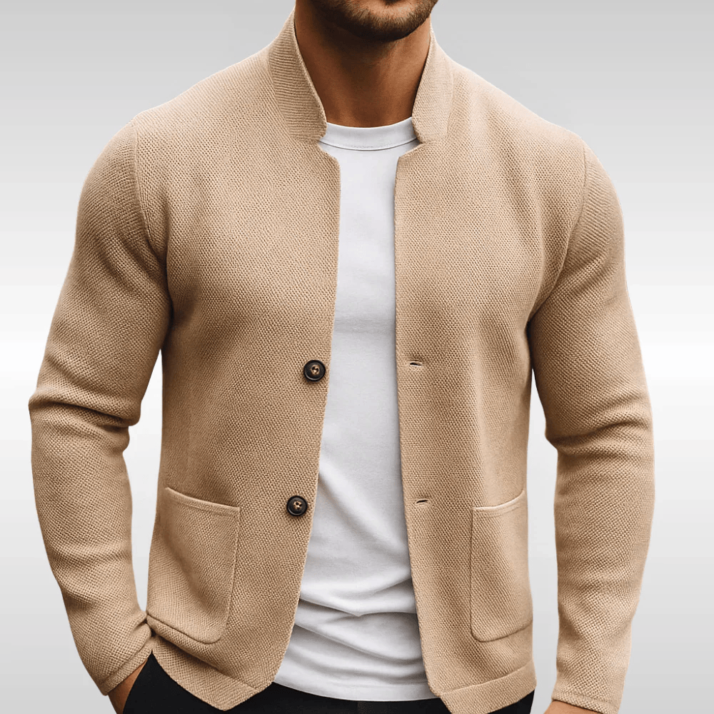 Laurent Monaco | Herren Stricktextur Weste mit Mandarinkragen