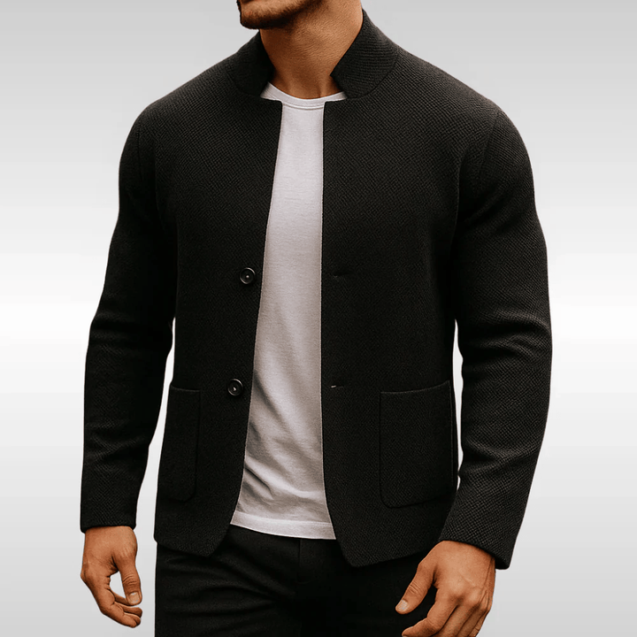 Laurent Monaco | Herren Stricktextur Weste mit Mandarinkragen