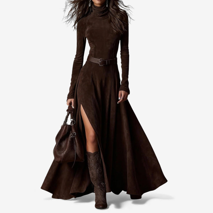 Marinucci Elegantes Maxikleid für Damen mit Rollkragen und langen Ärmeln