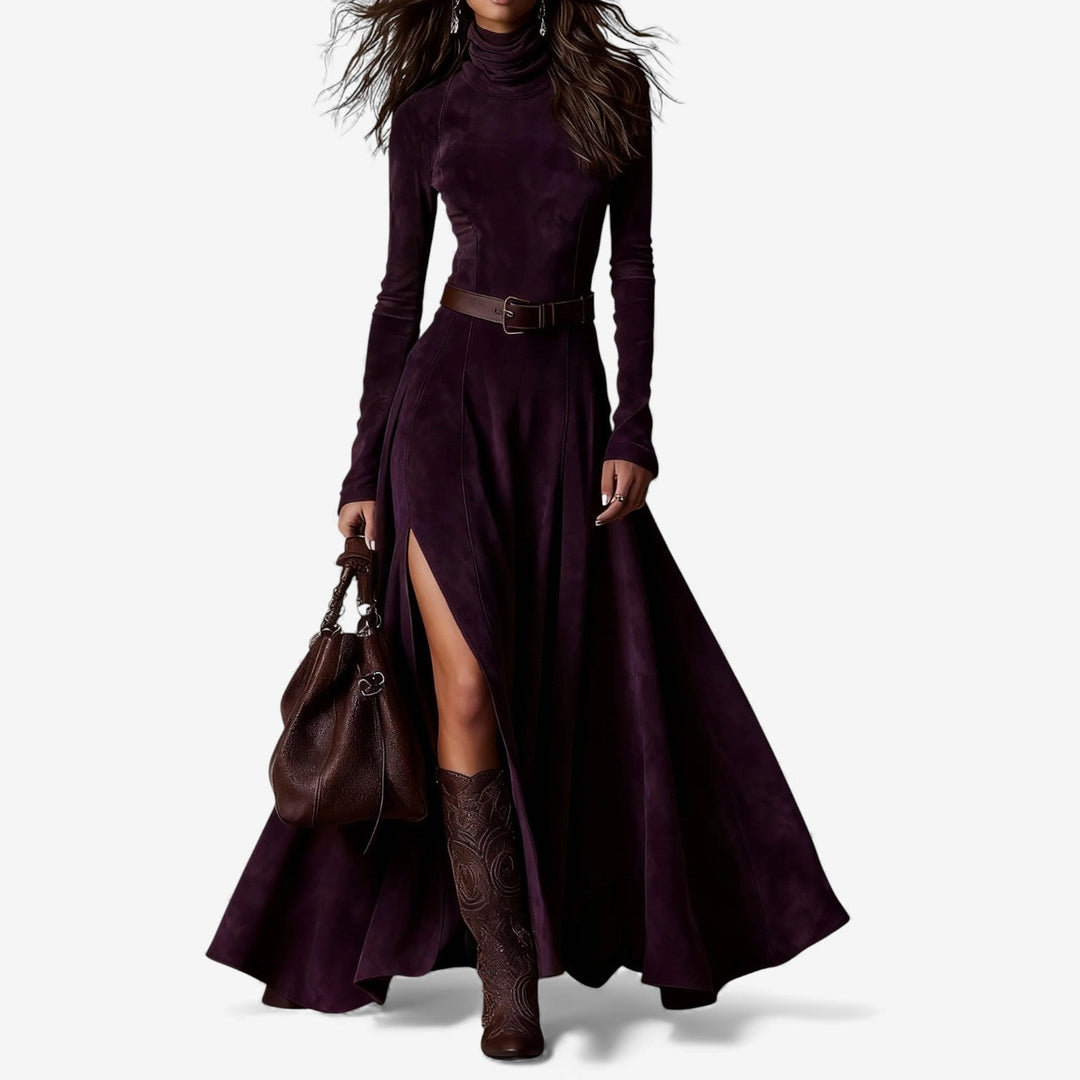 Marinucci Elegantes Maxikleid für Damen mit Rollkragen und langen Ärmeln