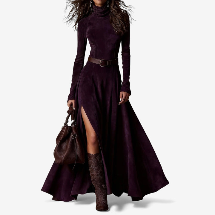 Marinucci Elegantes Maxikleid für Damen mit Rollkragen und langen Ärmeln