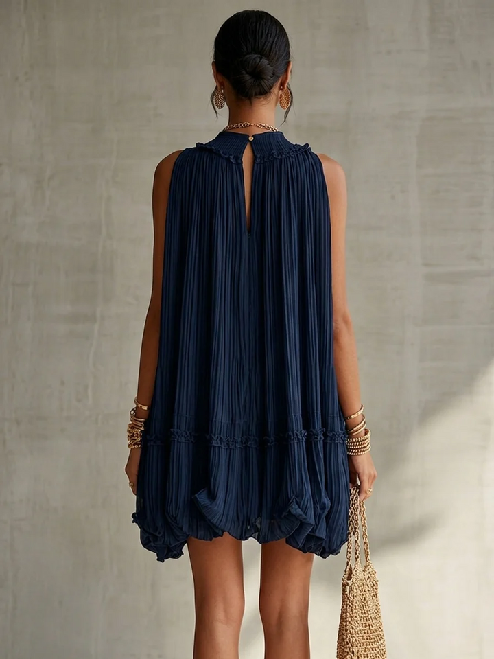 Damen Minikleid mit Rundhalsausschnitt und Rüschen