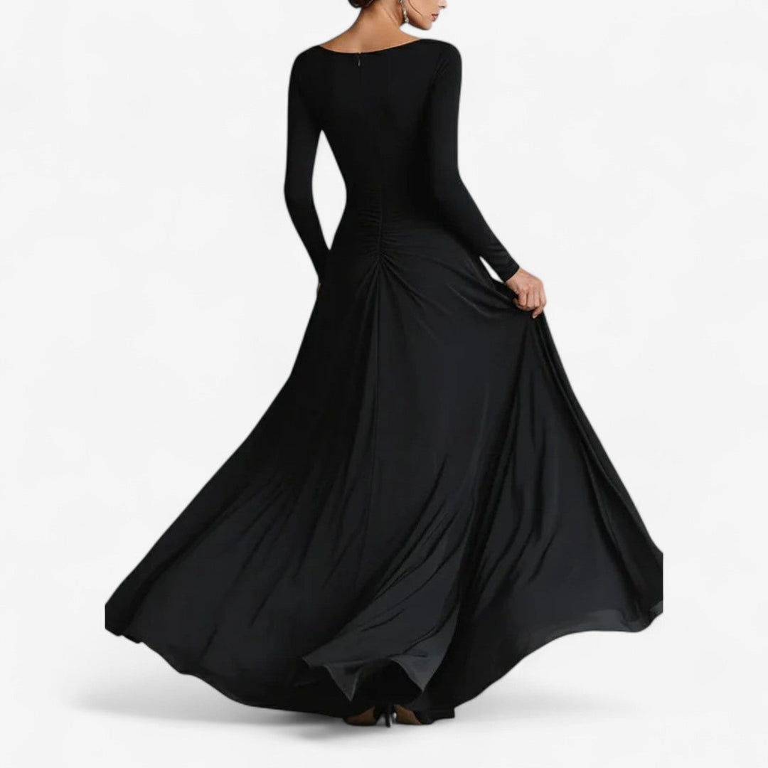 Salima Fluide Robe Kleid für Damen mit langen Ärmeln