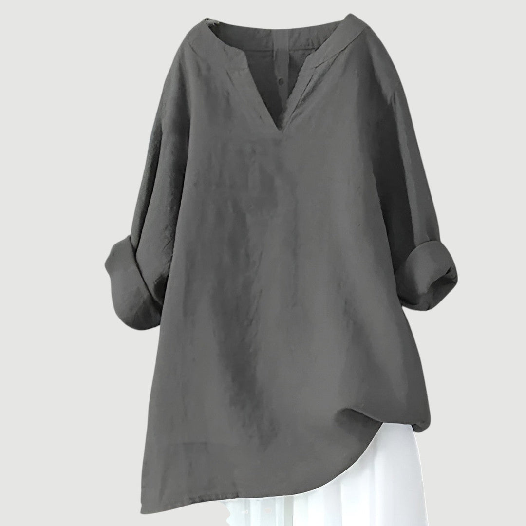 Emaliah | Luftiges, Bequemes Shirt für Damen mit V-Ausschnitt und langen Ärmeln