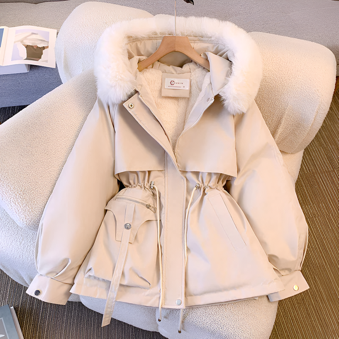 Olivia | Eleganter Wintermantel für Damen mit Kapuze und langen Ärmeln