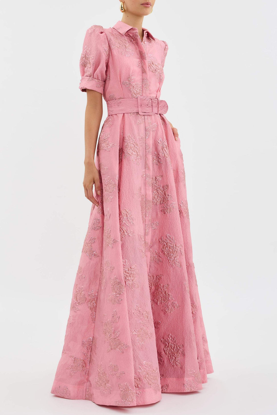 Celina | Maxikleid für Damen mit kurzen Puffärmeln und Blumenmuster