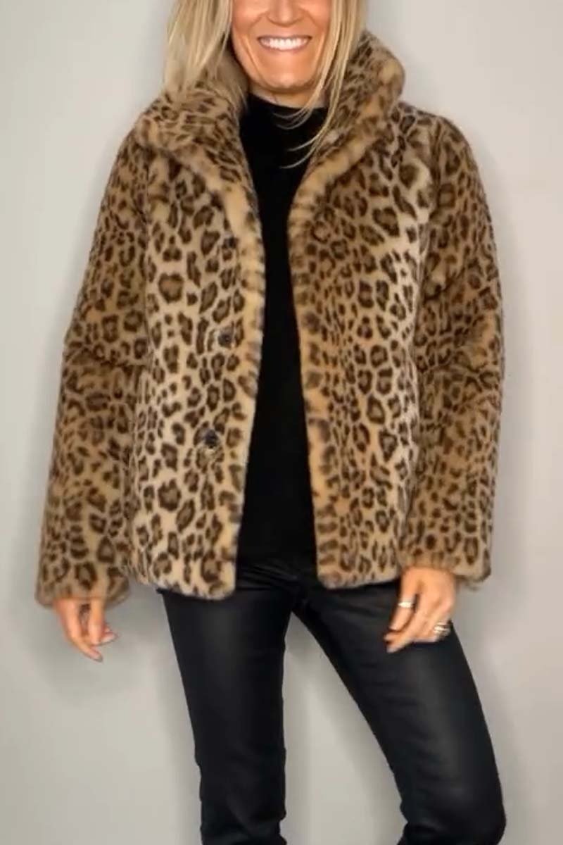 Valentina | Klassischer Damen Wintermantel mit Leopardenmuster