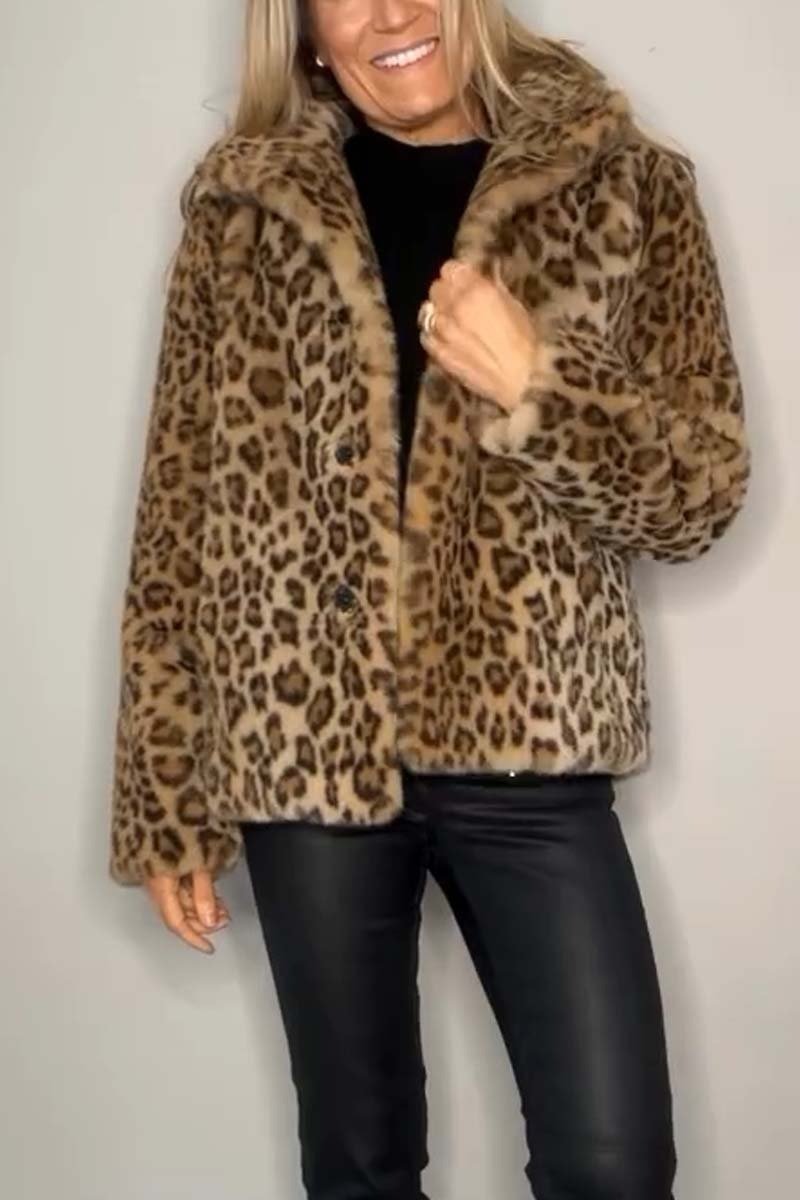 Valentina | Klassischer Damen Wintermantel mit Leopardenmuster