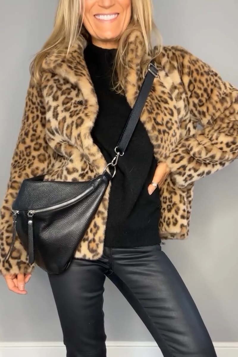 Valentina | Klassischer Damen Wintermantel mit Leopardenmuster