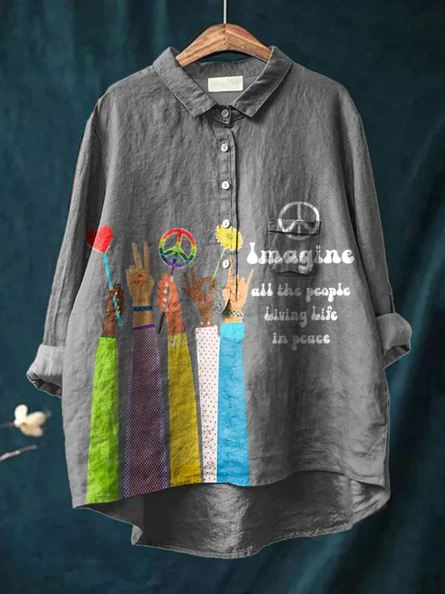 Hippie | Friedenskunst T-Shirt mit langen Ärmeln