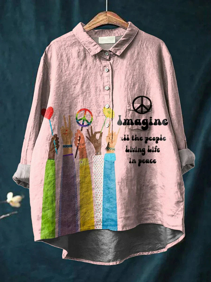 Hippie | Friedenskunst T-Shirt mit langen Ärmeln