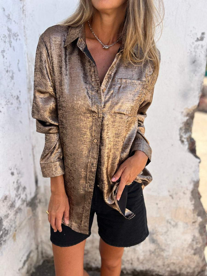 Trina | Elegante Heritage-Bluse für Damen mit V-Ausschnitt und langen Ärmeln