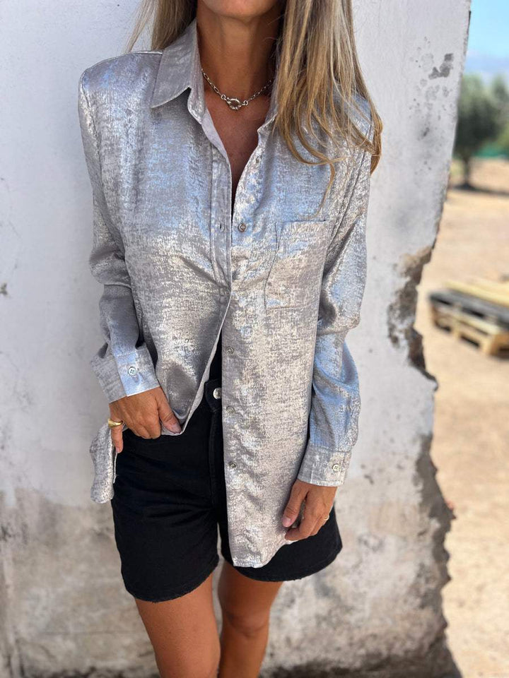 Trina | Elegante Heritage-Bluse für Damen mit V-Ausschnitt und langen Ärmeln