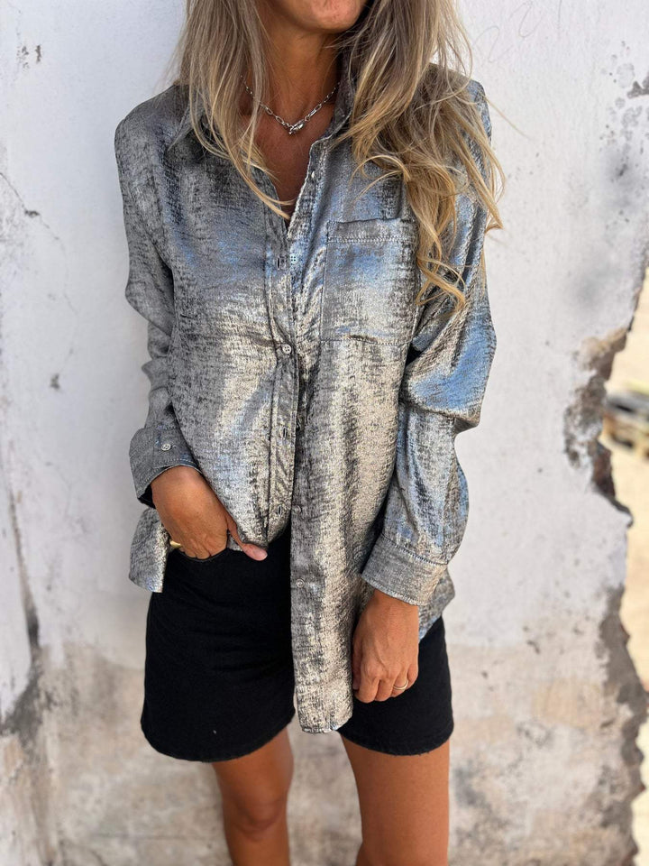 Trina | Elegante Heritage-Bluse für Damen mit V-Ausschnitt und langen Ärmeln