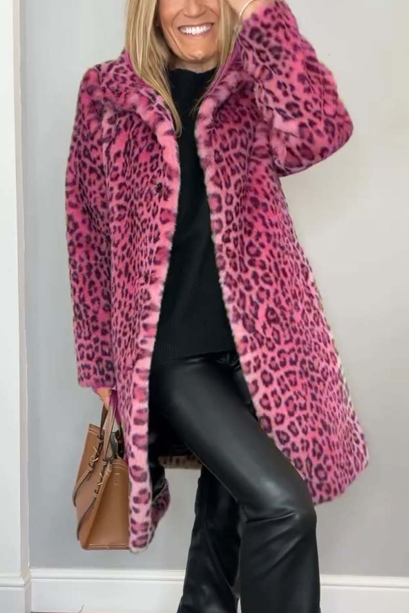 Valentina | Klassischer Damen Wintermantel mit Leopardenmuster