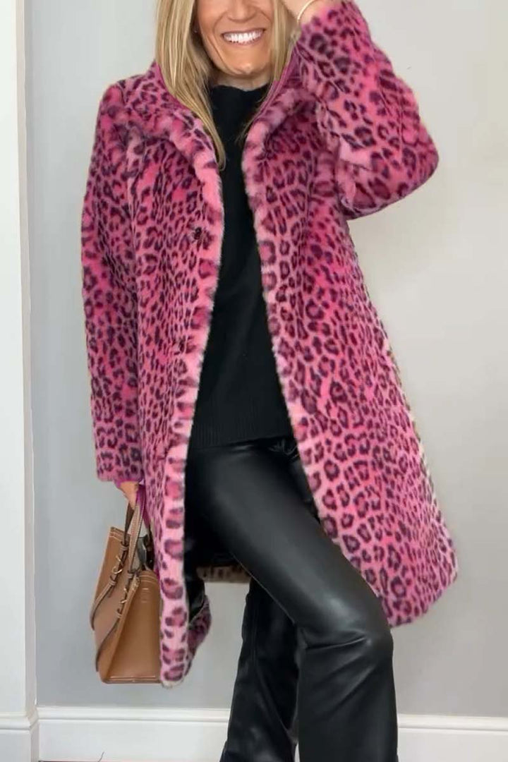 Valentina | Klassischer Damen Wintermantel mit Leopardenmuster