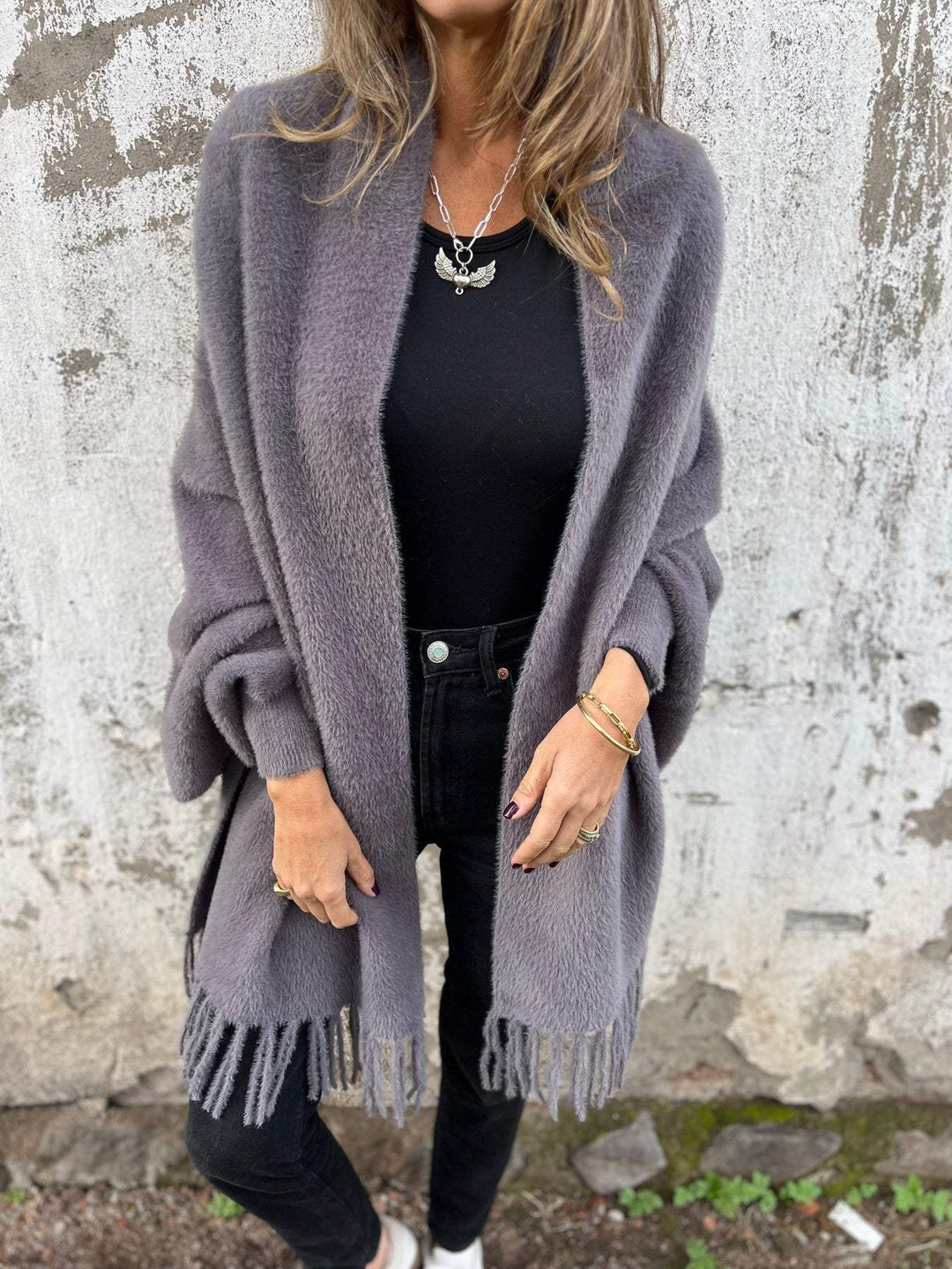 Hannah | Eleganter Langärmeliger Wickelpulli Cardigan für Damen mit V-Ausschnitt