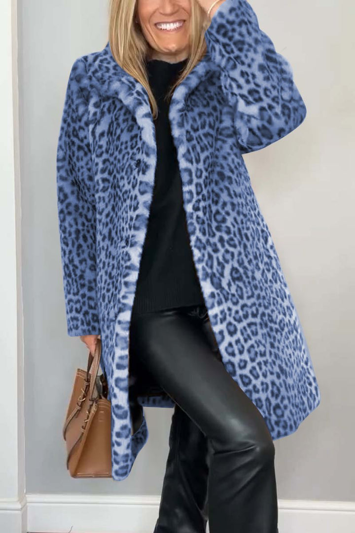 Valentina | Klassischer Damen Wintermantel mit Leopardenmuster