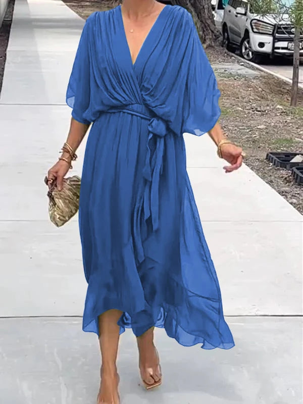 Fiorella | Elegantes Midikleid für Damen mit V-ausschnitt