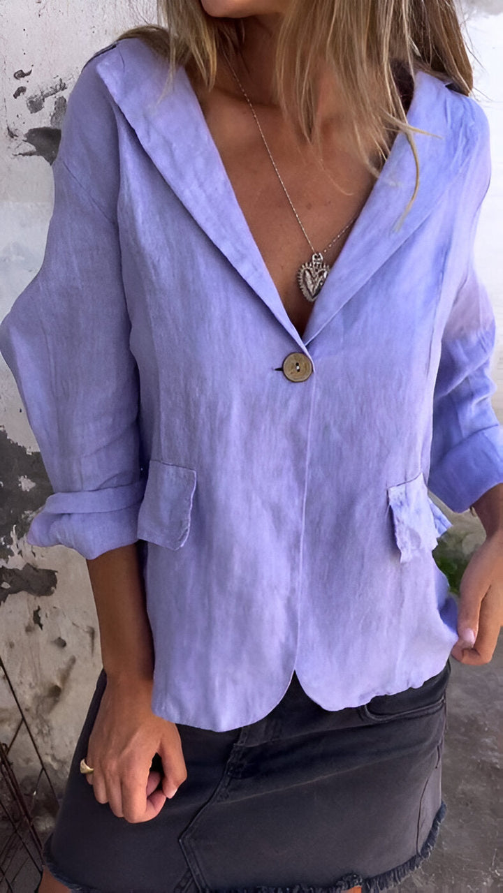 Ellie | Minimalistischer Blazer für Damen mit V-Ausschnitt und langen Ärmeln