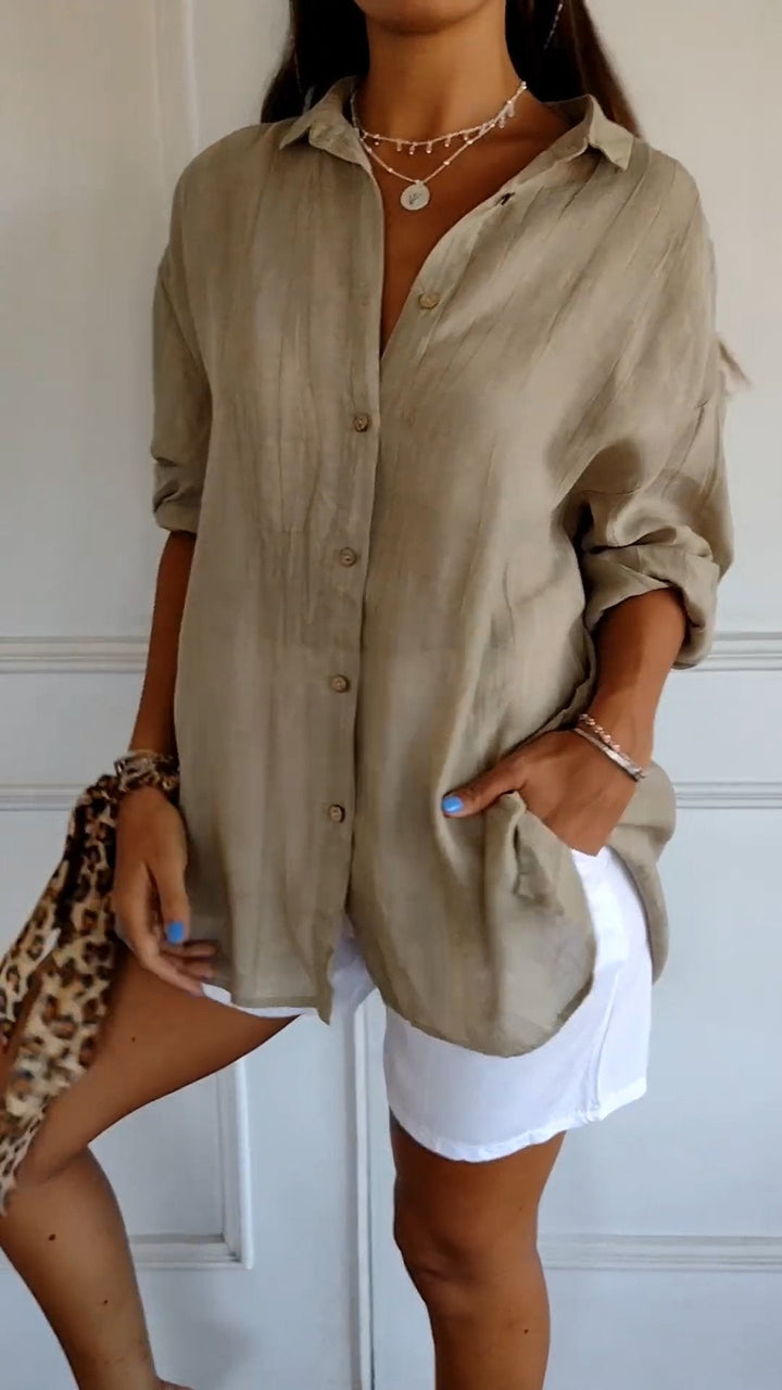 Saskia | Elegantes Damen-Shirt mit V-Ausschnitt und langen Ärmeln