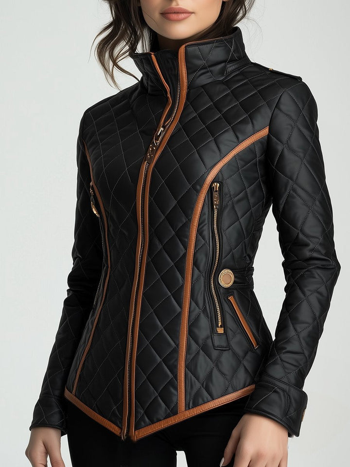 Lily | Diamantgesteppte, wattierte Jacke für Damen mit Stehkragen