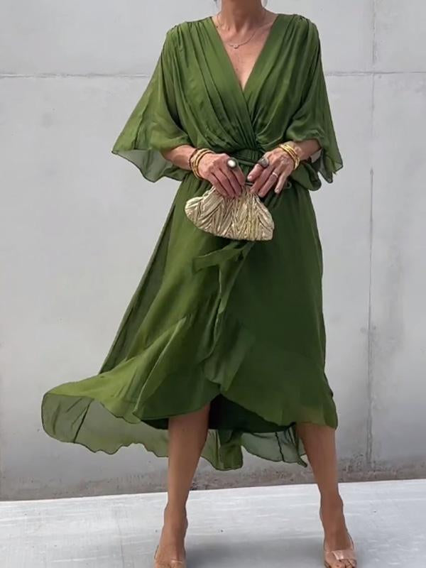 Fiorella | Elegantes Midikleid für Damen mit V-ausschnitt