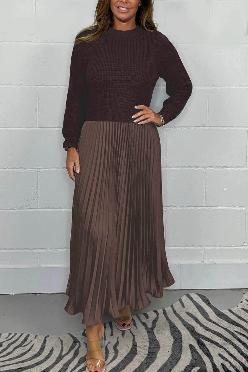Dorotea | Langer Pullover mit Faltenrock und langen Ärmeln