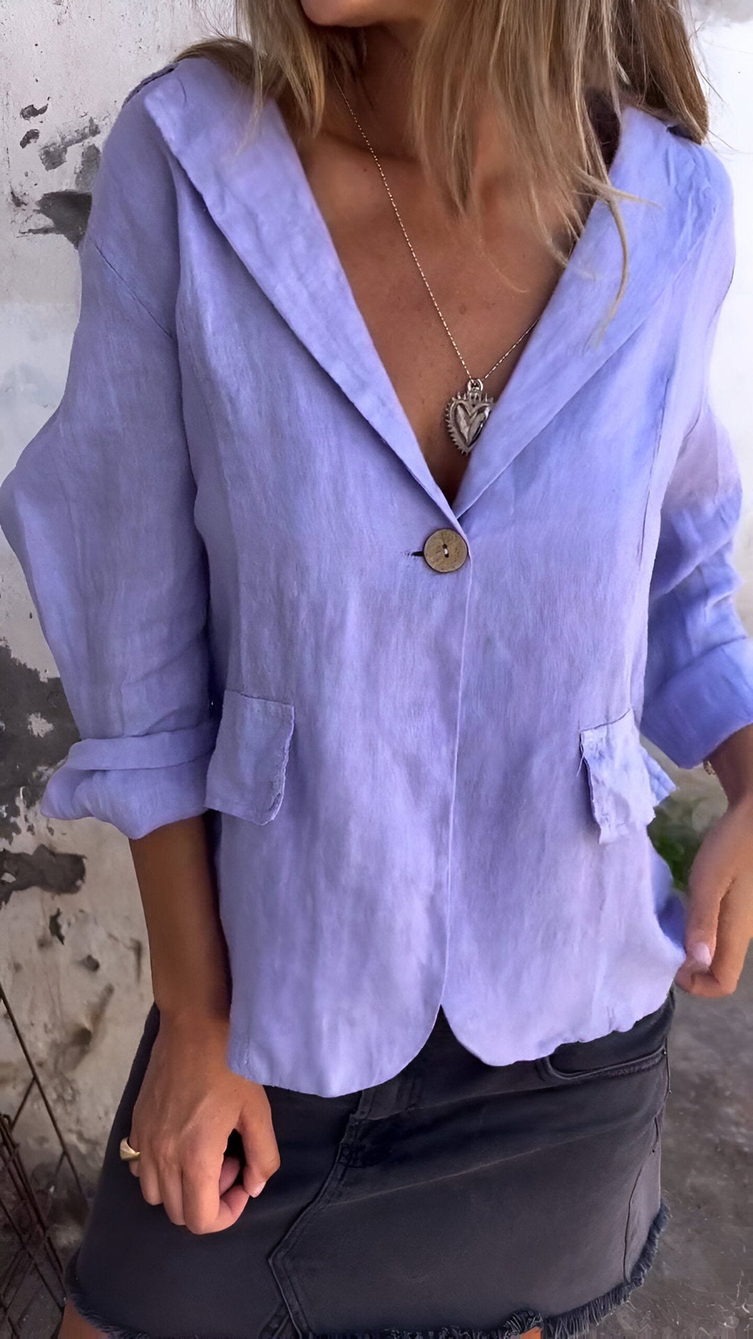 Ellie | Minimalistischer Blazer für Damen mit V-Ausschnitt und langen Ärmeln