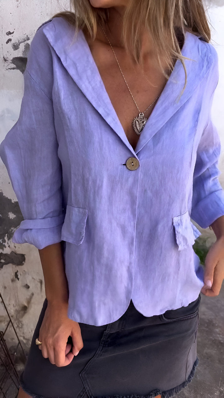 Ellie | Minimalistischer Blazer für Damen mit V-Ausschnitt und langen Ärmeln
