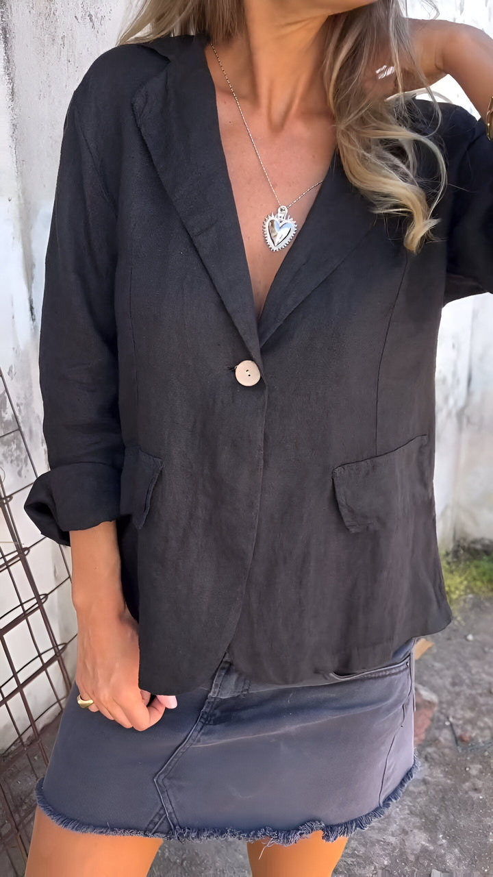 Ellie | Minimalistischer Blazer für Damen mit V-Ausschnitt und langen Ärmeln