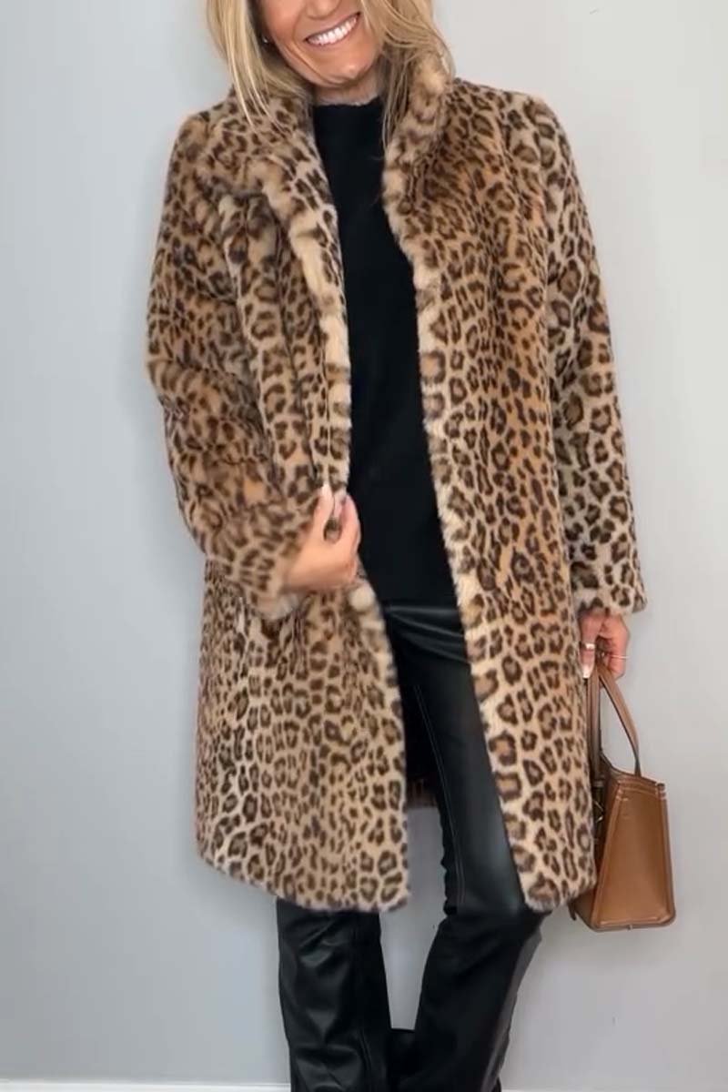 Valentina | Klassischer Damen Wintermantel mit Leopardenmuster