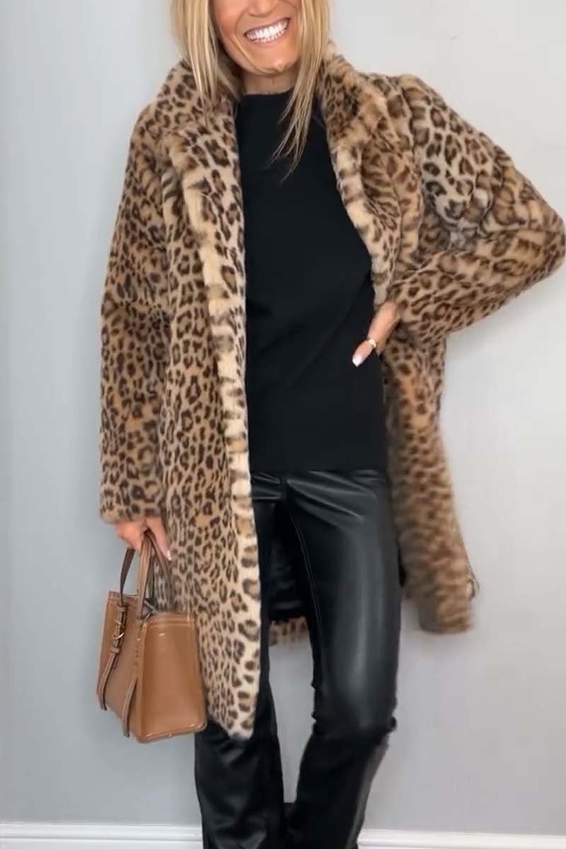 Valentina | Klassischer Damen Wintermantel mit Leopardenmuster